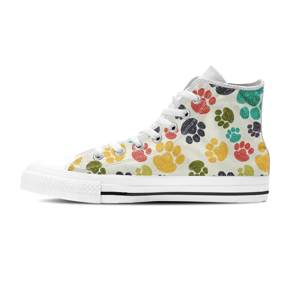 Colorful Doodle Paw Women's High Top Shoes-grizzshop