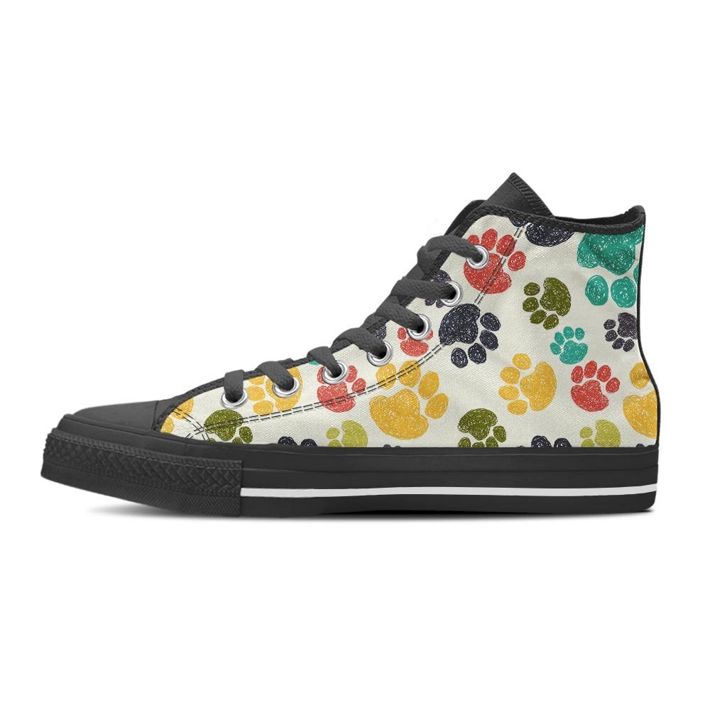 Colorful Doodle Paw Women's High Top Shoes-grizzshop