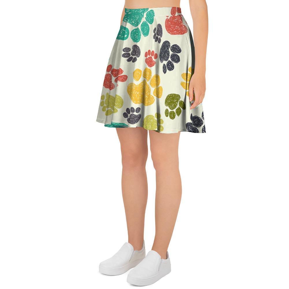 Colorful Doodle Paw Women's Skirt-grizzshop