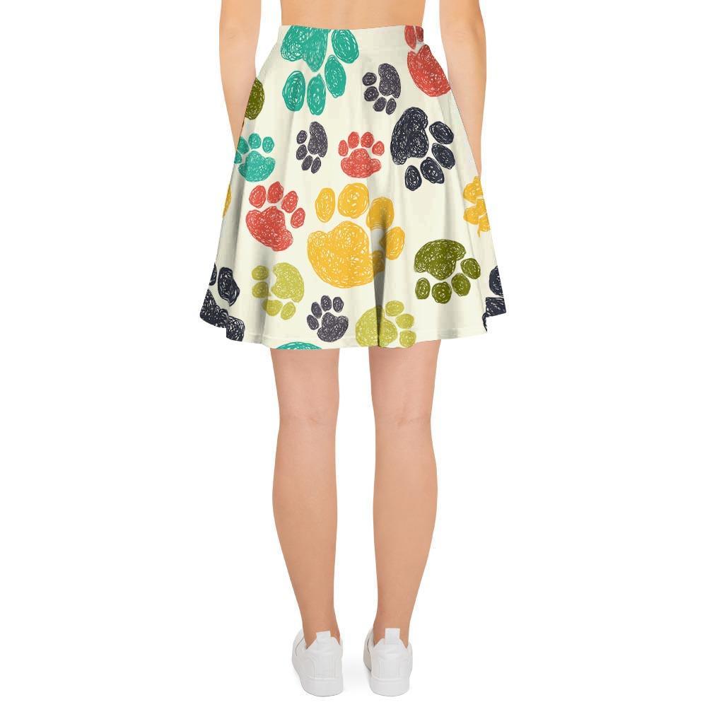 Colorful Doodle Paw Women's Skirt-grizzshop