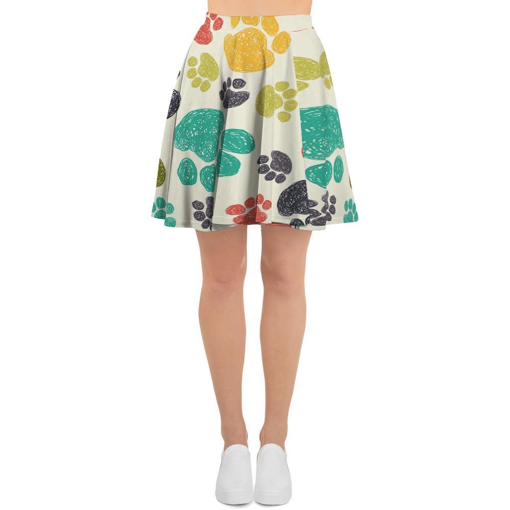 Colorful Doodle Paw Women's Skirt-grizzshop