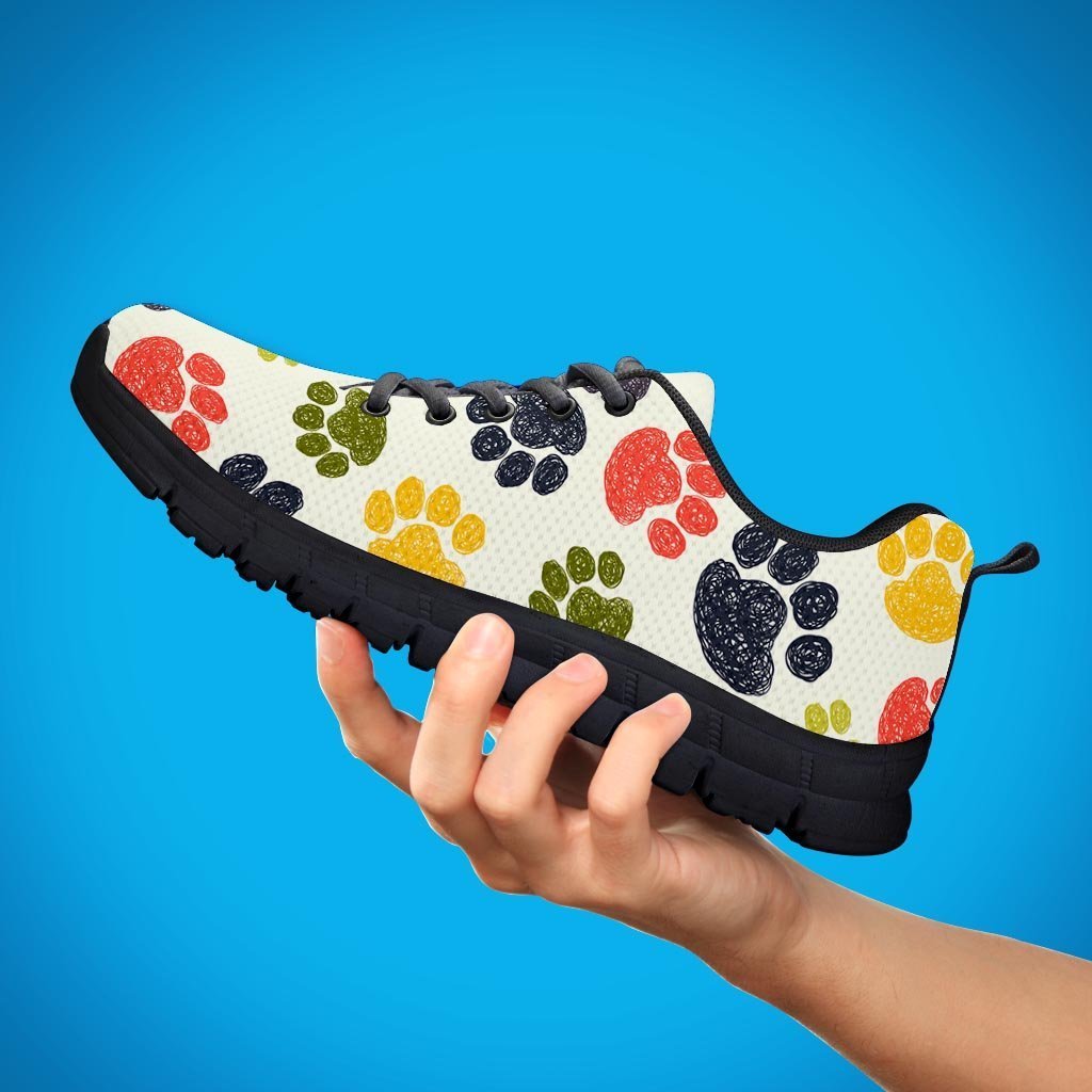 Colorful Doodle Paw Women's Sneakers-grizzshop