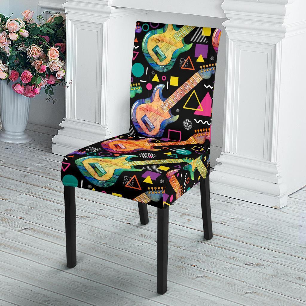 Colorful Electric Guitar Pattern Print Chair Cover-grizzshop
