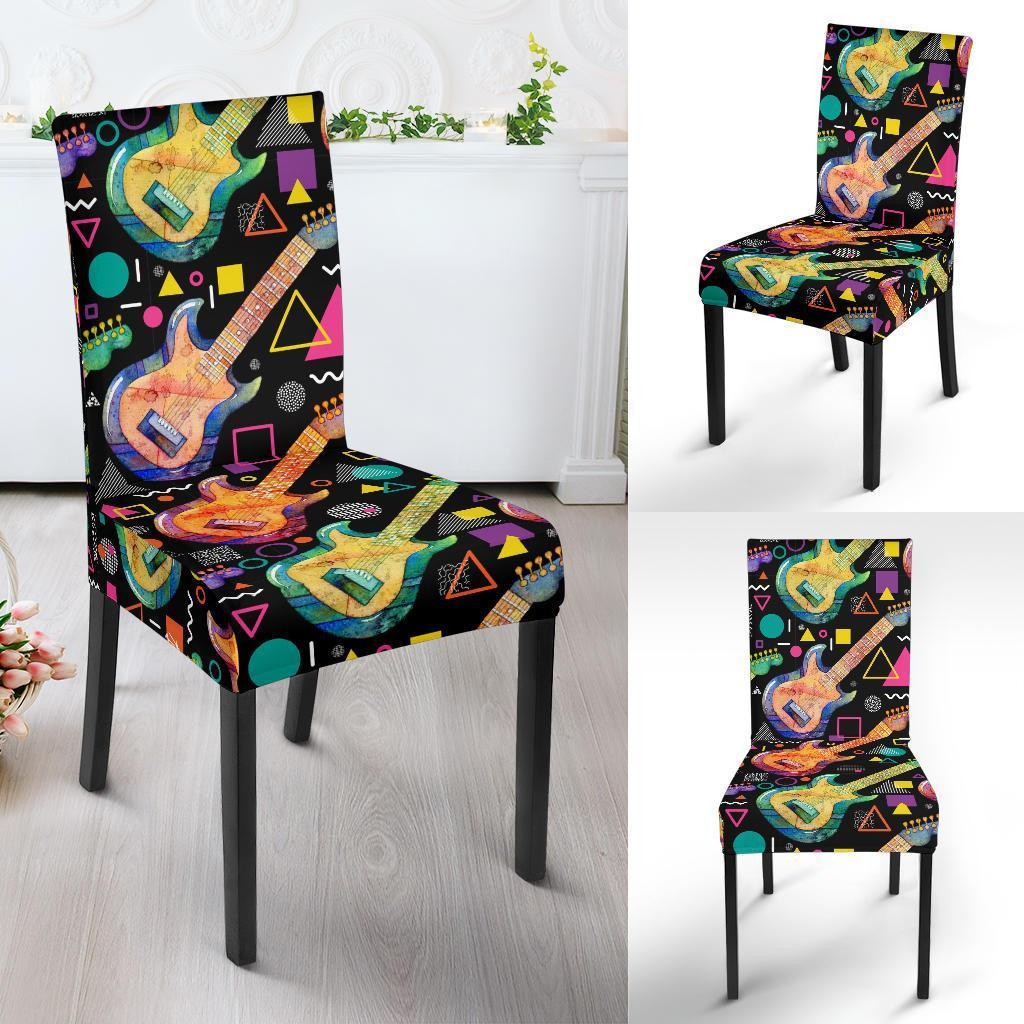 Colorful Electric Guitar Pattern Print Chair Cover-grizzshop