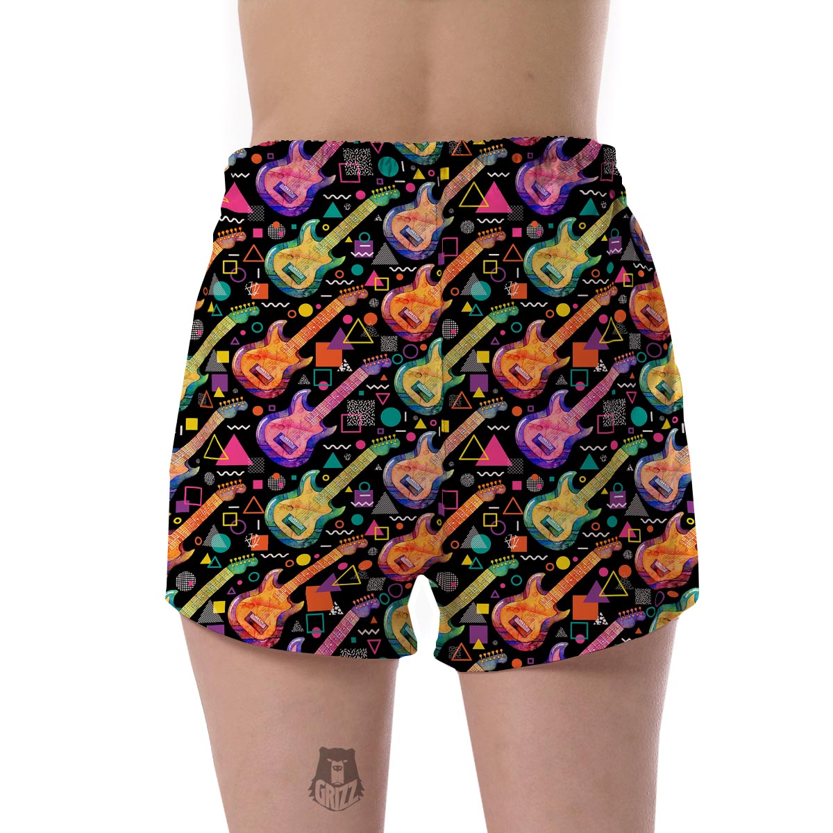 Colorful Electric Guitar Pattern Print Women's Shorts-grizzshop