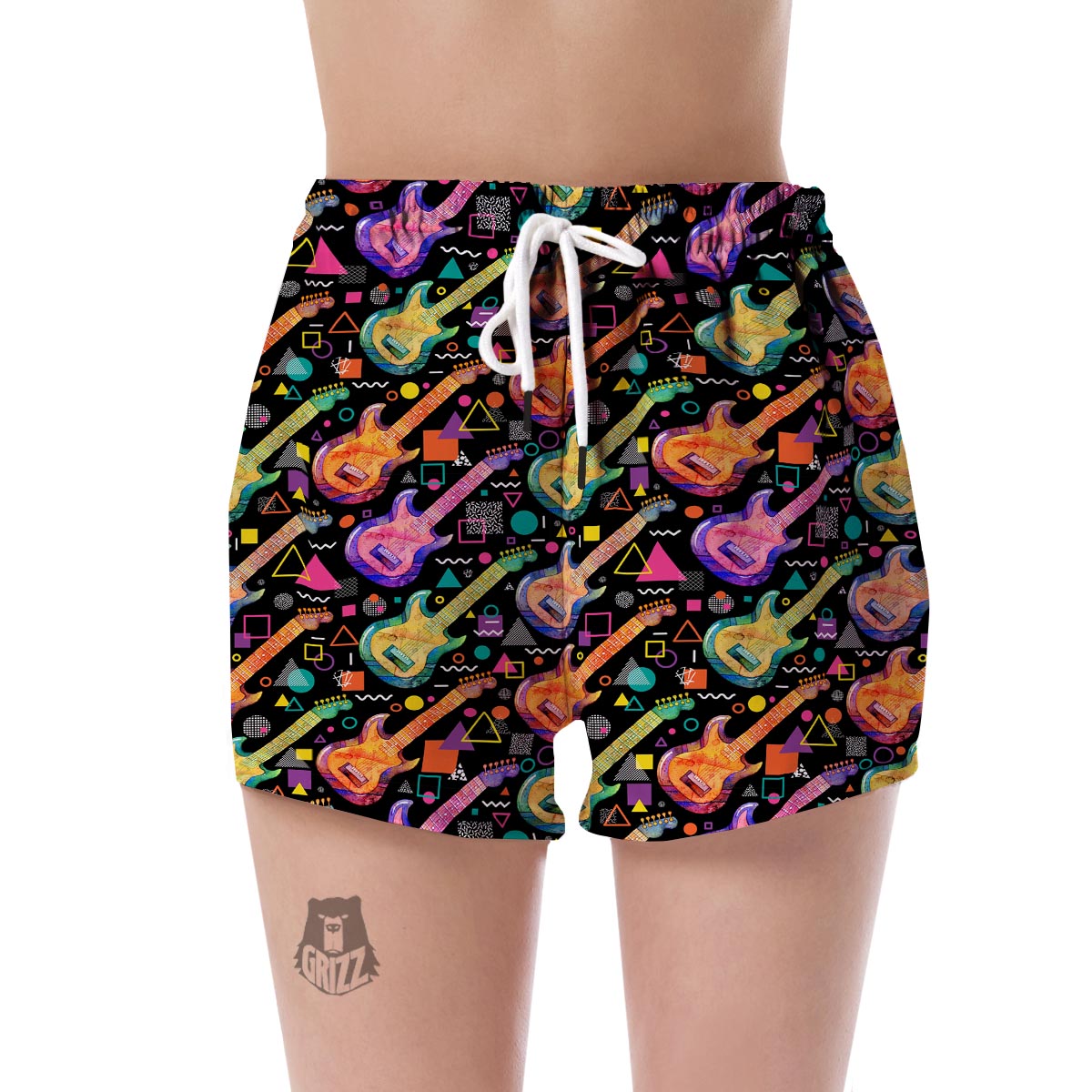 Colorful Electric Guitar Pattern Print Women's Shorts-grizzshop