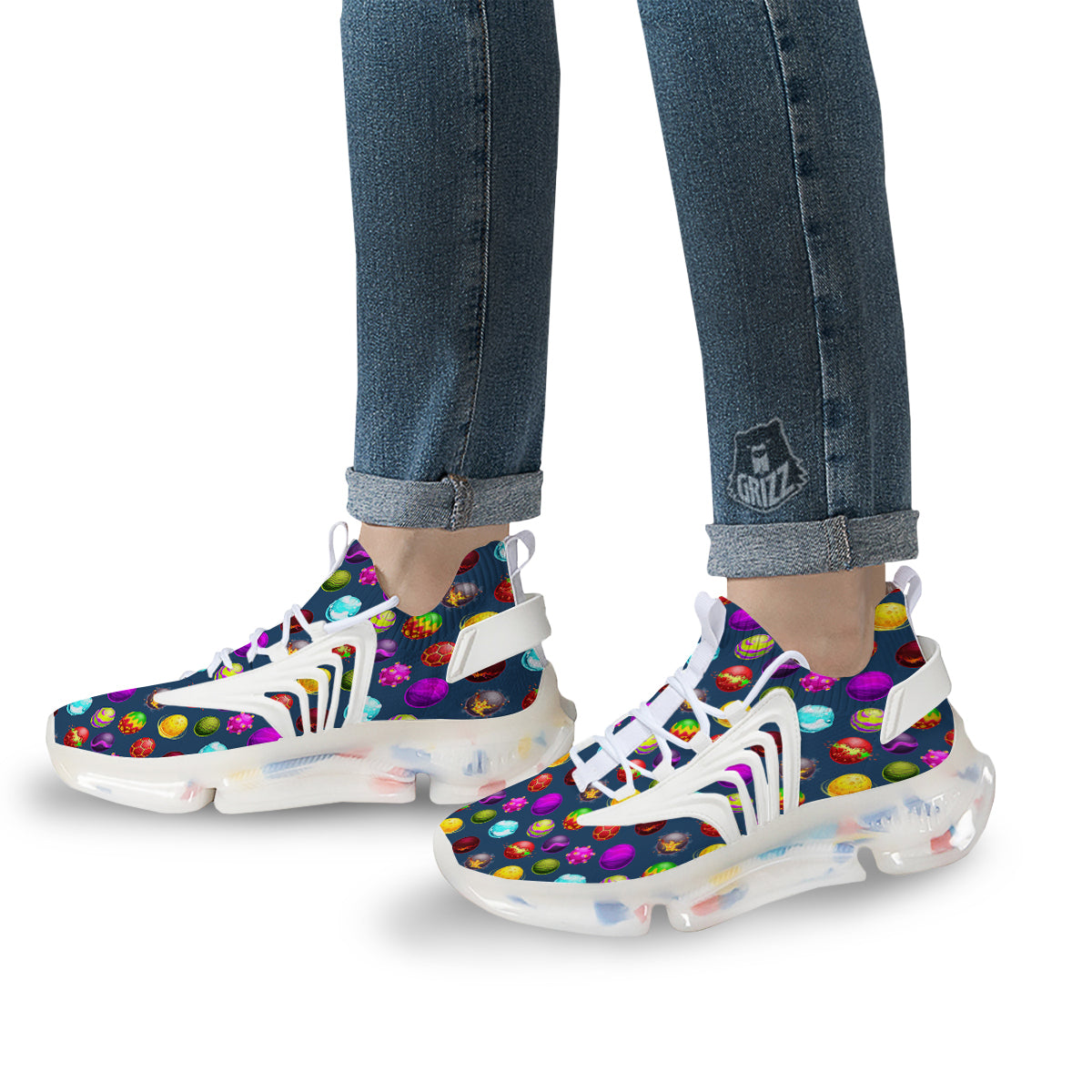 Colorful Galaxy Planets And Space Stars Print Pattern White Gym Shoes-grizzshop