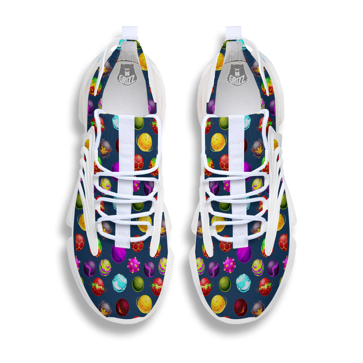 Colorful Galaxy Planets And Space Stars Print Pattern White Gym Shoes-grizzshop