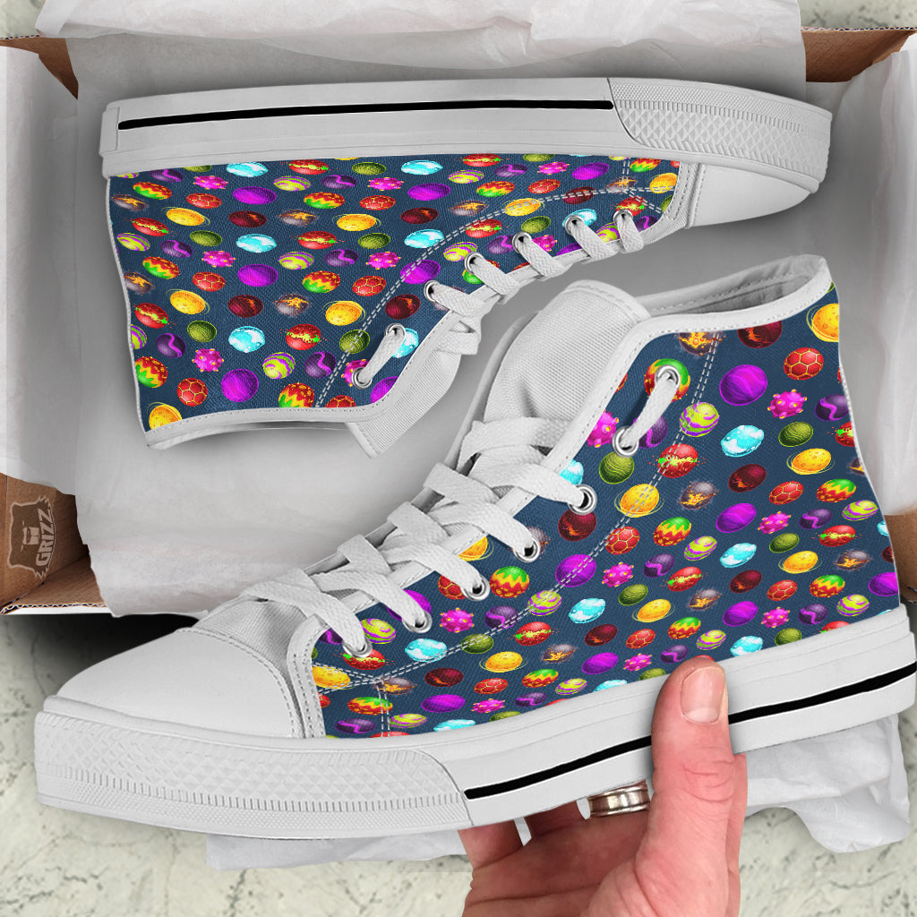 Colorful Galaxy Planets And Space Stars Print Pattern White High Top Shoes-grizzshop