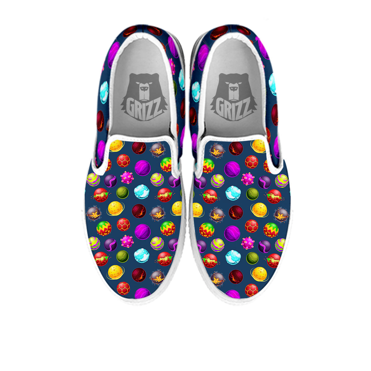 Colorful Galaxy Planets And Space Stars Print Pattern White Slip On Shoes-grizzshop