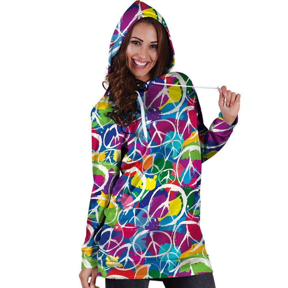 Colorful Hippie Hoodie Dress-grizzshop