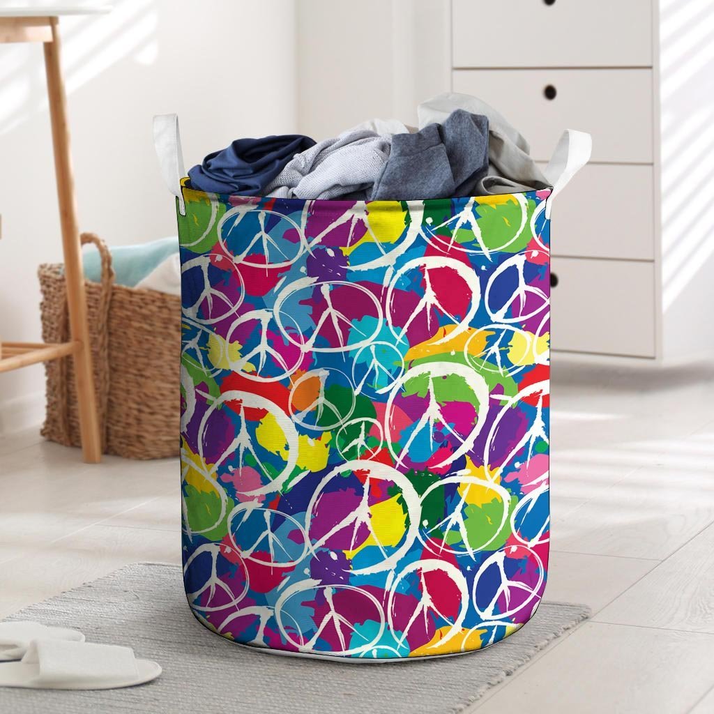 Colorful Hippie Laundry Basket-grizzshop