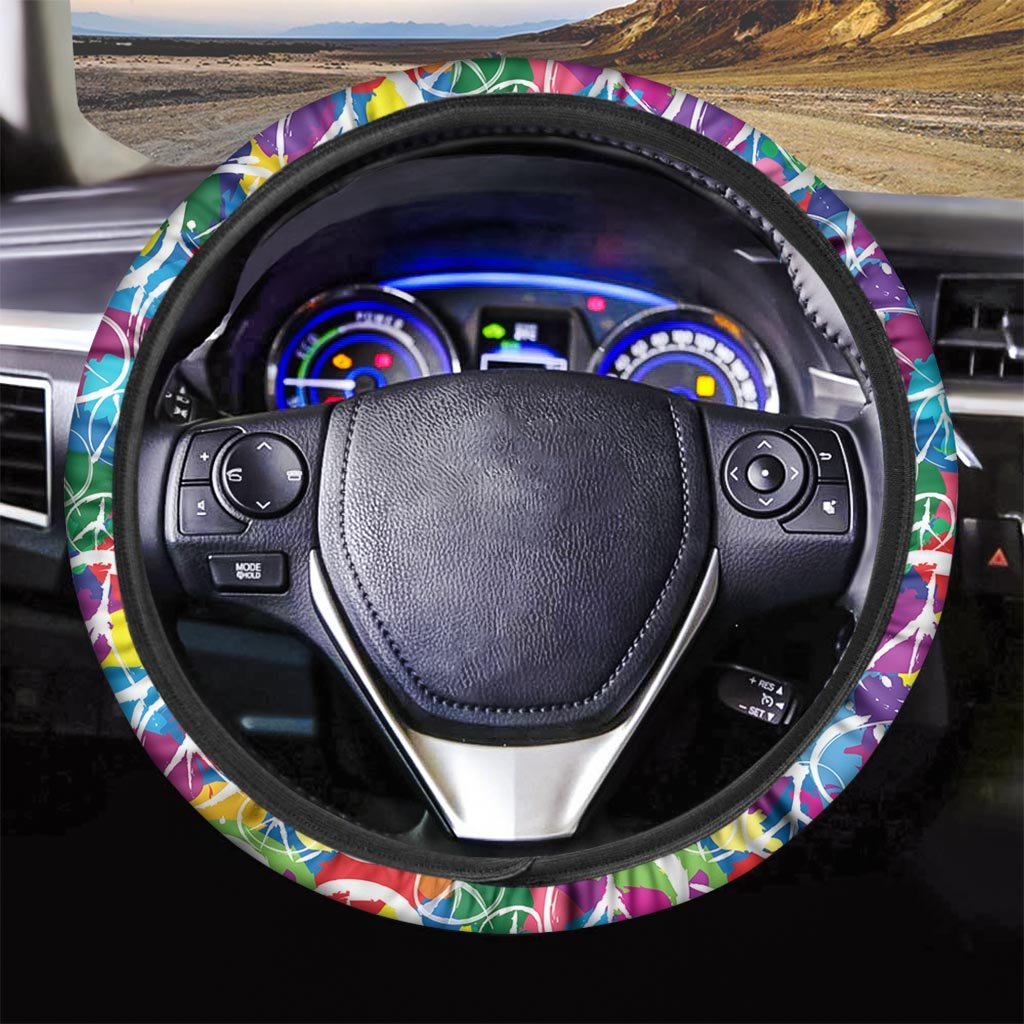 Colorful Hippie Steering Wheel Cover-grizzshop