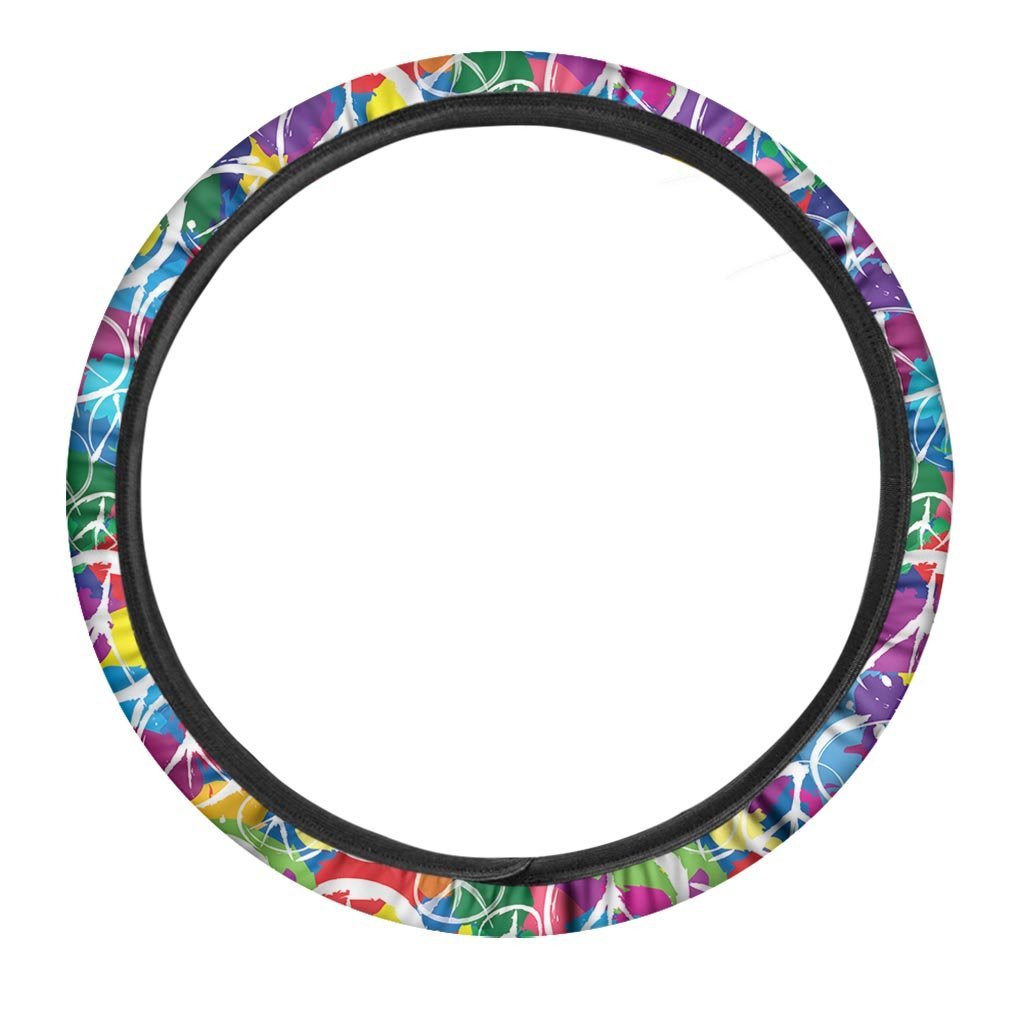 Colorful Hippie Steering Wheel Cover-grizzshop