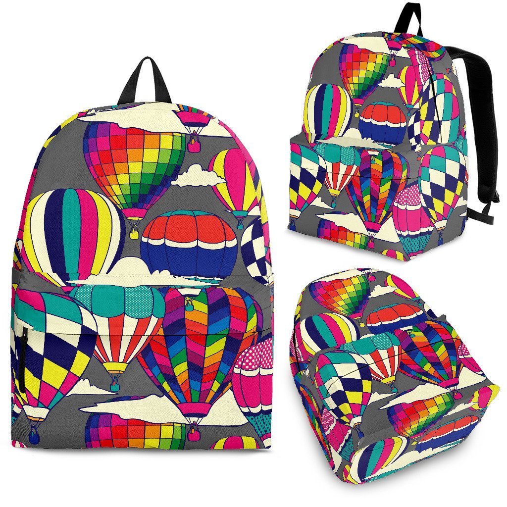 Colorful Hot Air Balloon Pattern Print Backpack-grizzshop