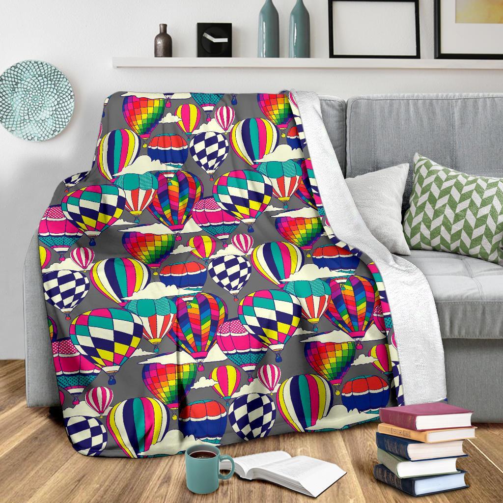 Colorful Hot Air Balloon Pattern Print Blanket-grizzshop