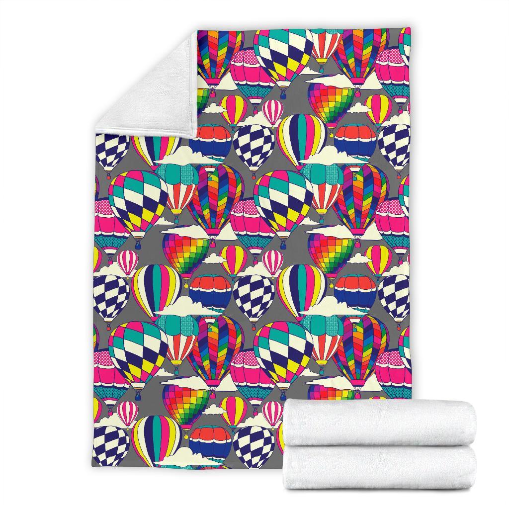 Colorful Hot Air Balloon Pattern Print Blanket-grizzshop