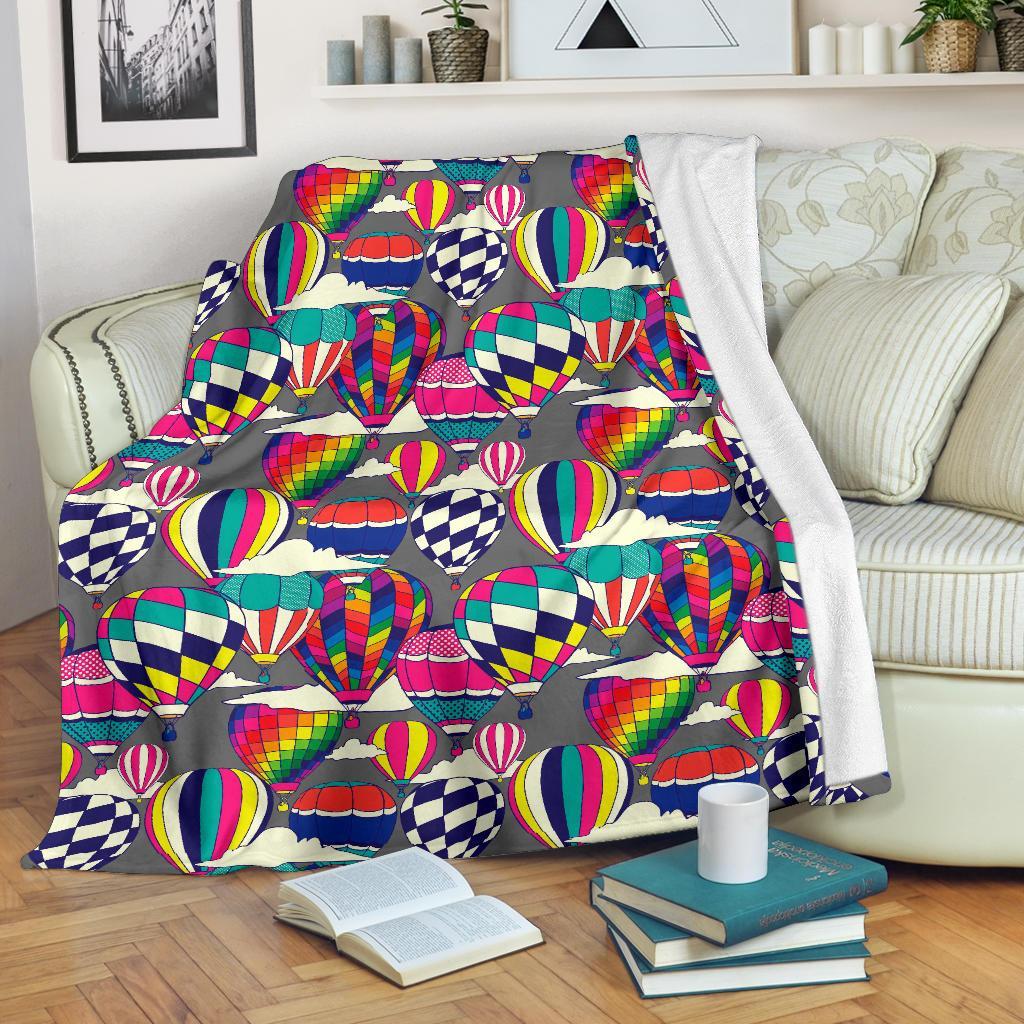 Colorful Hot Air Balloon Pattern Print Blanket-grizzshop