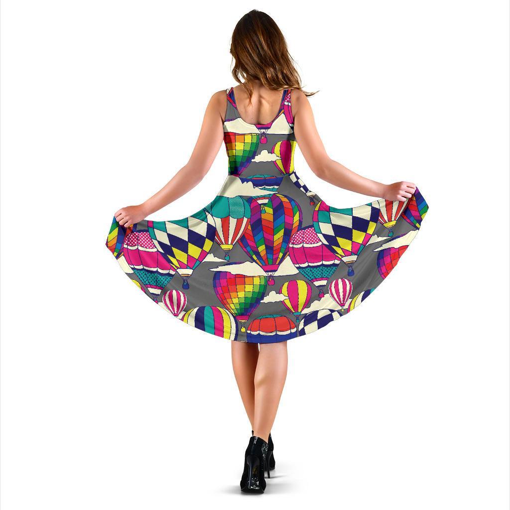 Colorful Hot Air Balloon Pattern Print Dress-grizzshop