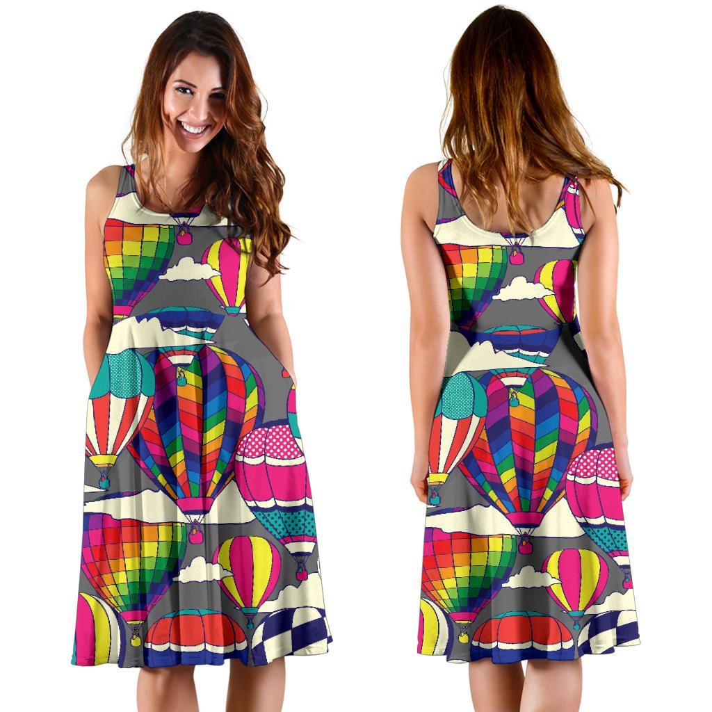 Colorful Hot Air Balloon Pattern Print Dress-grizzshop