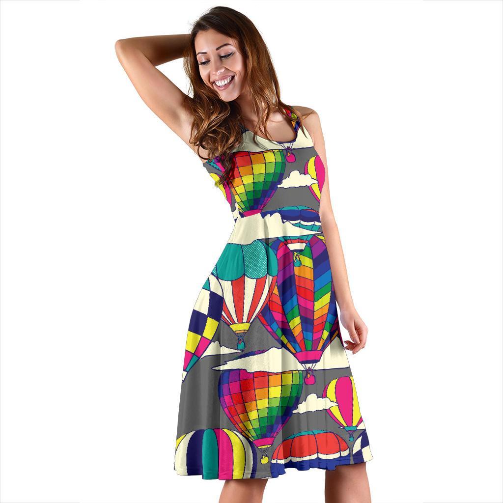 Colorful Hot Air Balloon Pattern Print Dress-grizzshop