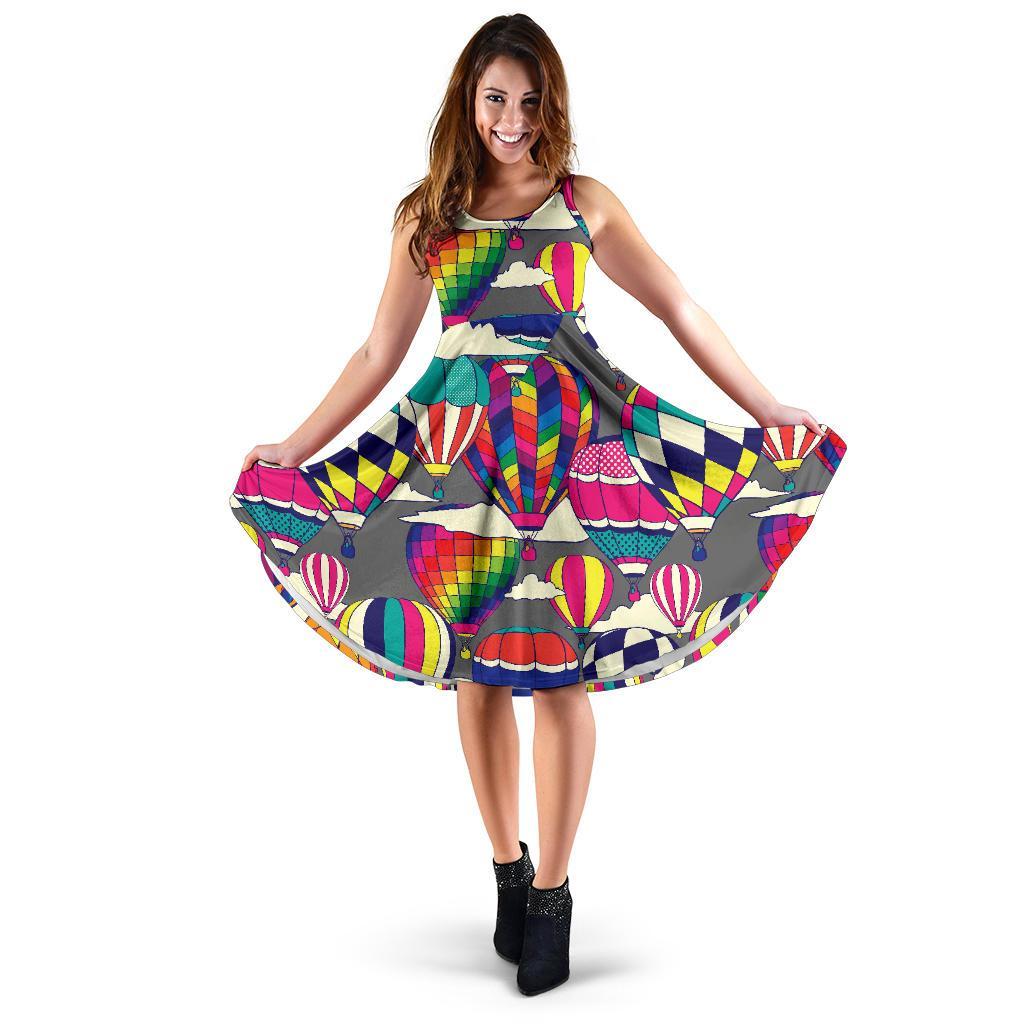 Colorful Hot Air Balloon Pattern Print Dress-grizzshop