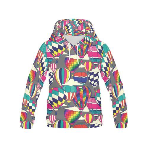 Colorful Hot Air Balloon Pattern Print Men Pullover Hoodie-grizzshop