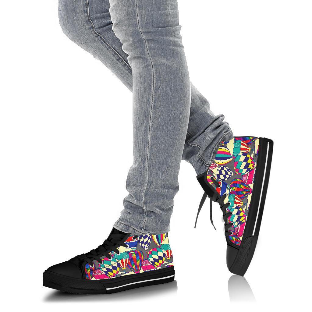 Colorful Hot Air Balloon Pattern Print Men Women's High Top Shoes-grizzshop