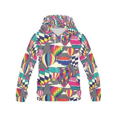 Colorful Hot Air Balloon Pattern Print Women Pullover Hoodie-grizzshop