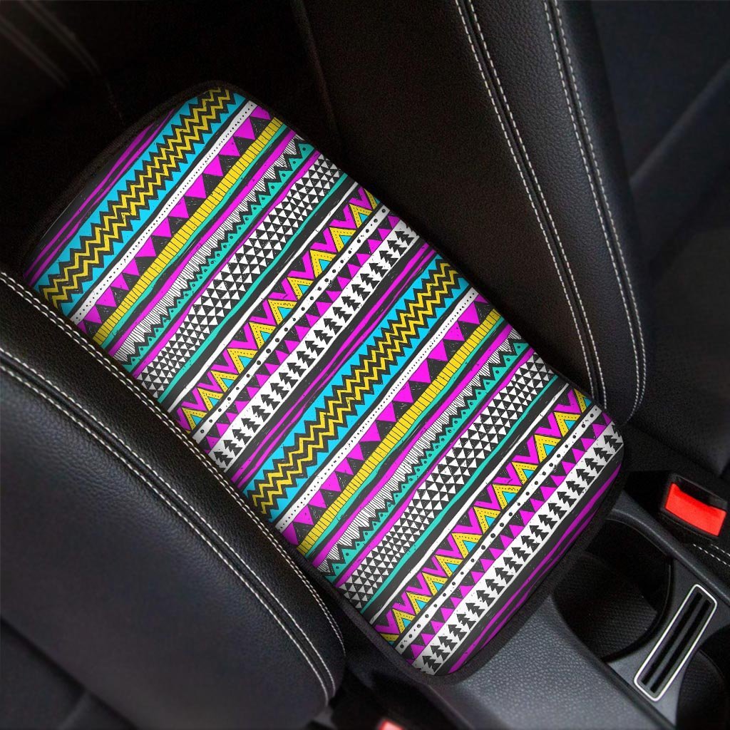 Colorful Indian Aztec Doodle Triangles Car Console Cover-grizzshop