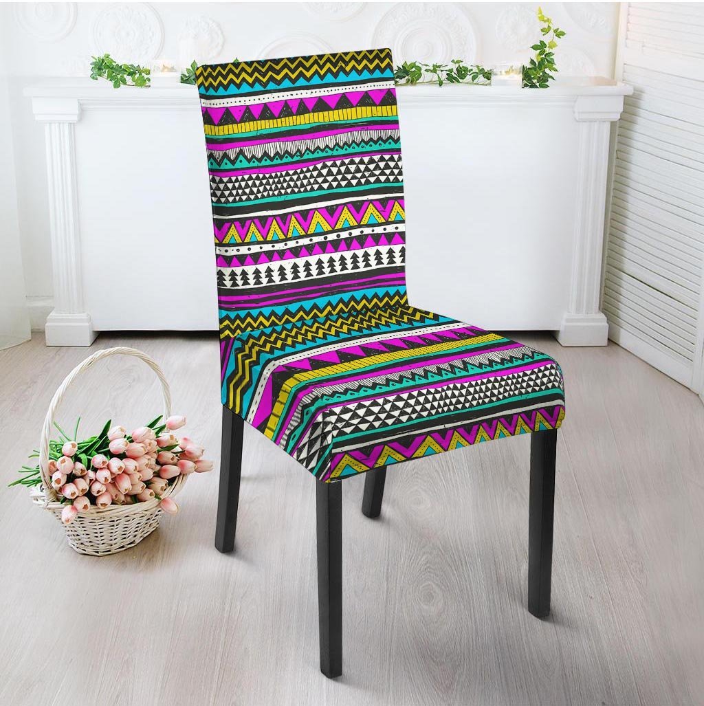 Colorful Indian Aztec Doodle Triangles Chair Cover-grizzshop