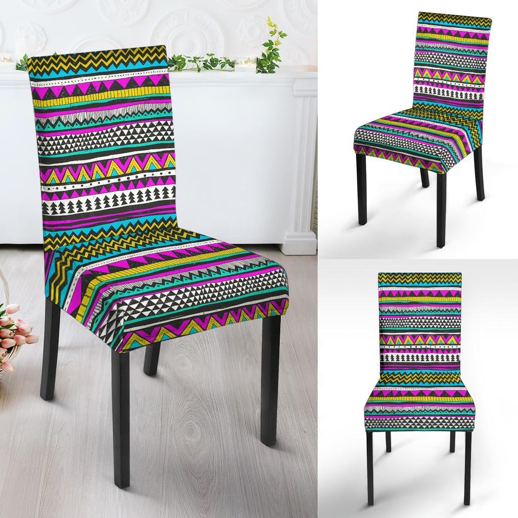 Colorful Indian Aztec Doodle Triangles Chair Cover-grizzshop