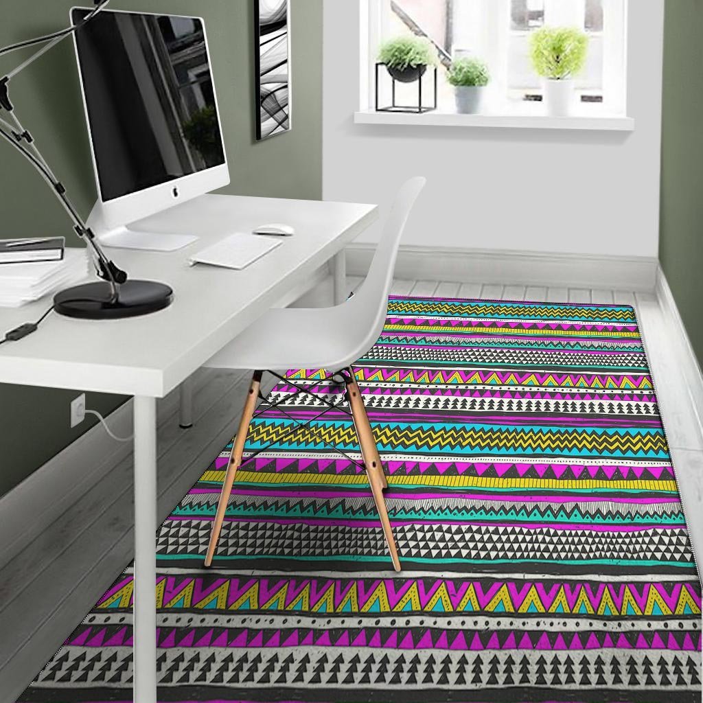 Colorful Indian Aztec Doodle Triangles Floor Mat-grizzshop