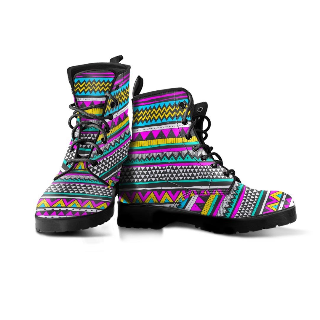 Colorful Indian Aztec Doodle Triangles Men's Boots-grizzshop