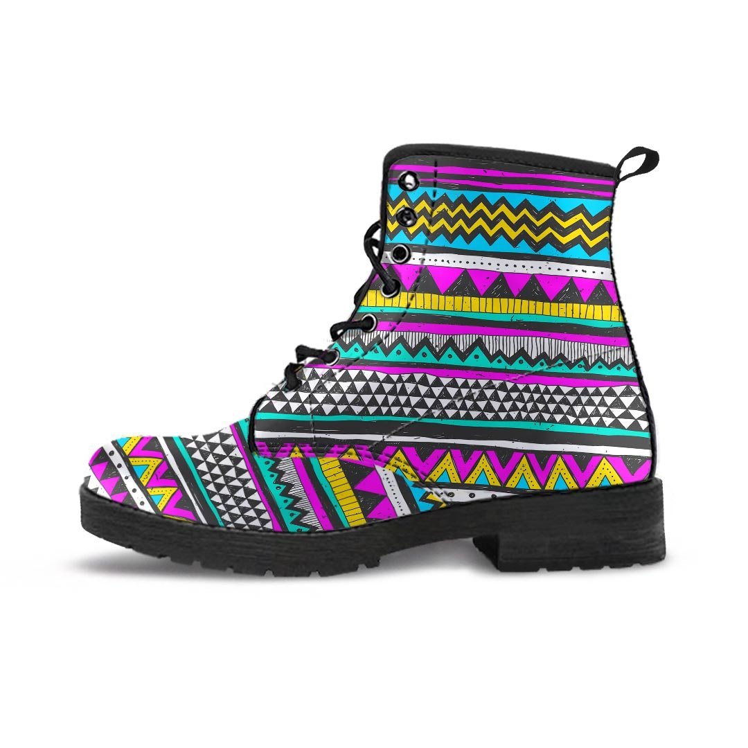 Colorful Indian Aztec Doodle Triangles Men's Boots-grizzshop
