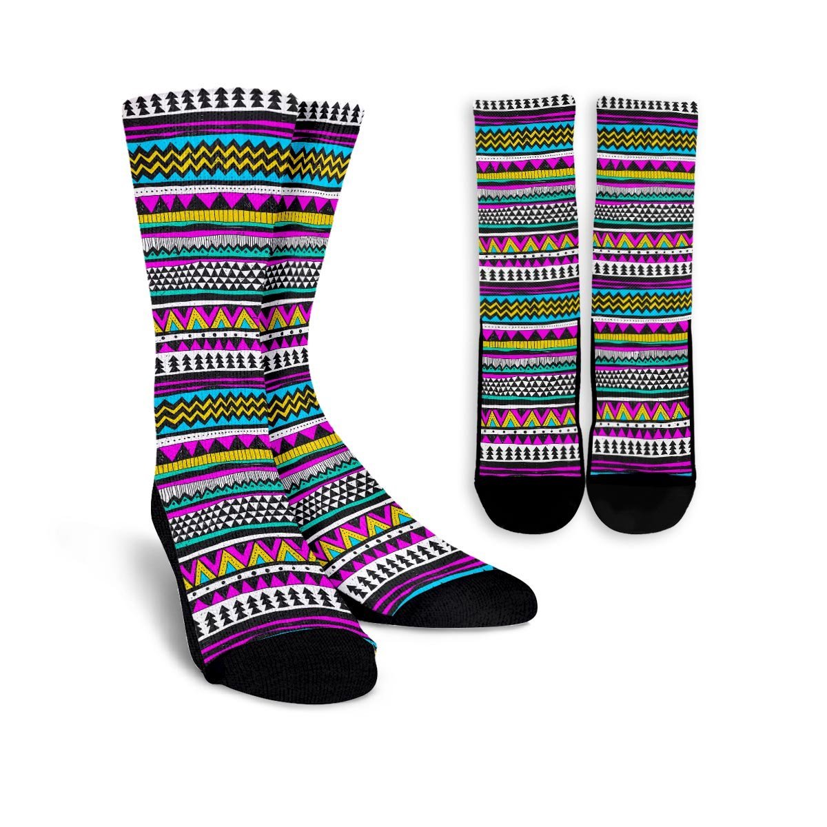 Colorful Indian Aztec Doodle Triangles Unisex Socks-grizzshop