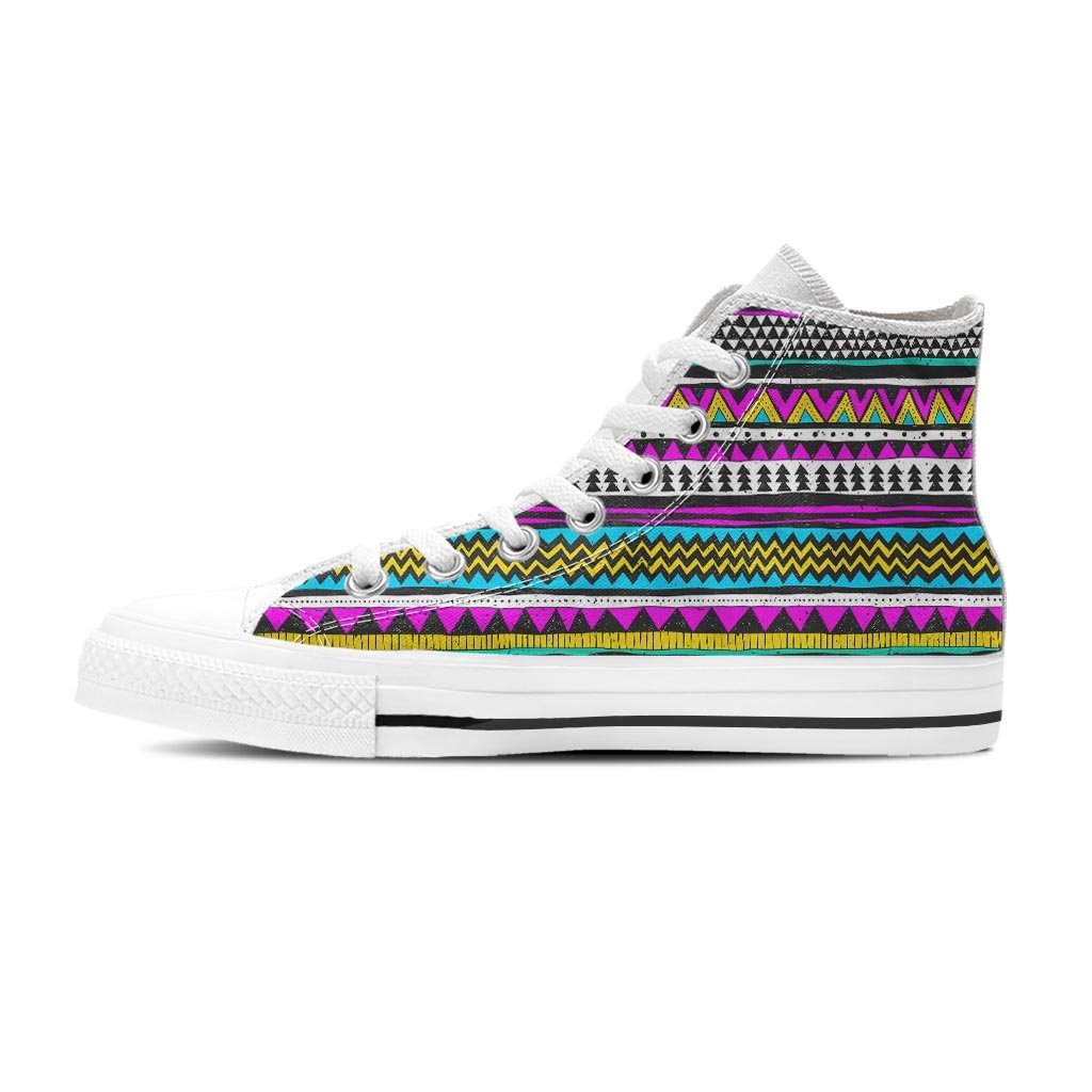 Colorful Indian Aztec Doodle Triangles Women's High Top Shoes-grizzshop
