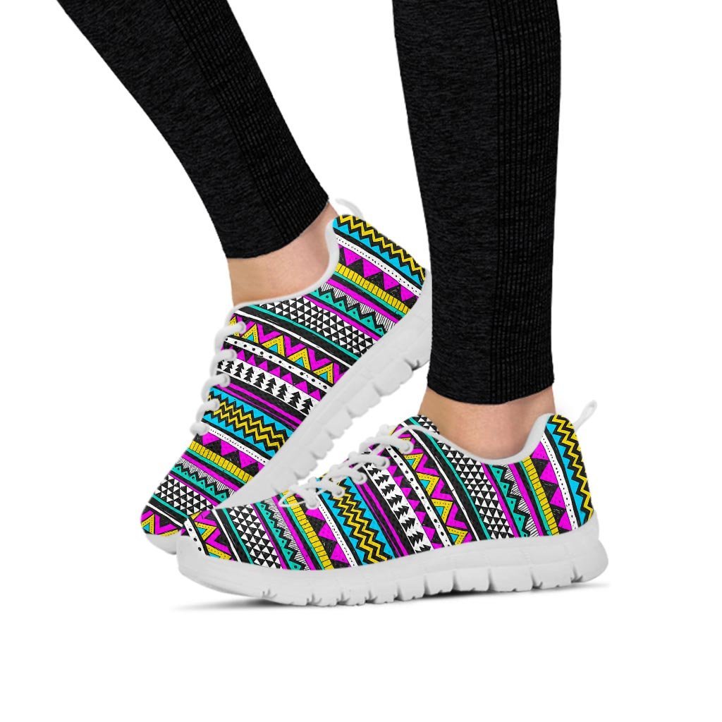 Colorful Indian Aztec Doodle Triangles Women's Sneakers-grizzshop