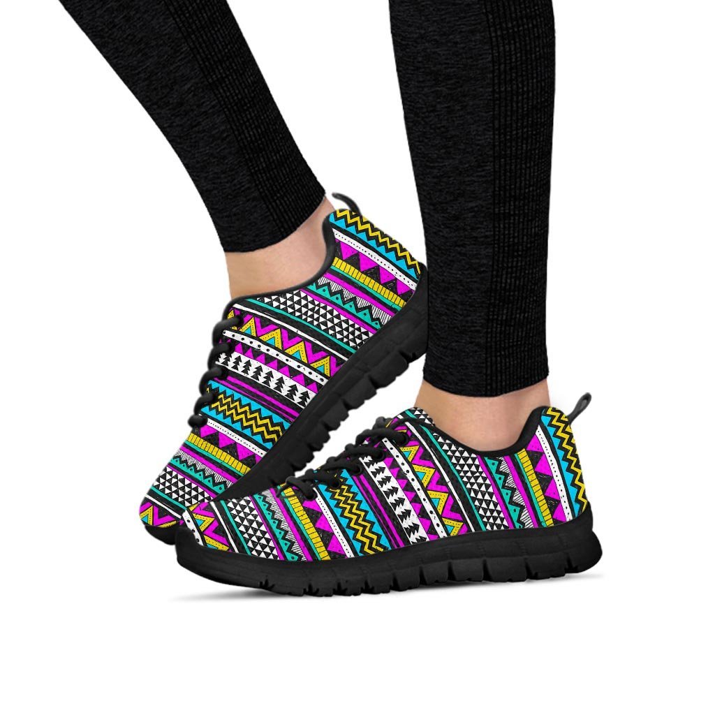 Colorful Indian Aztec Doodle Triangles Women's Sneakers-grizzshop