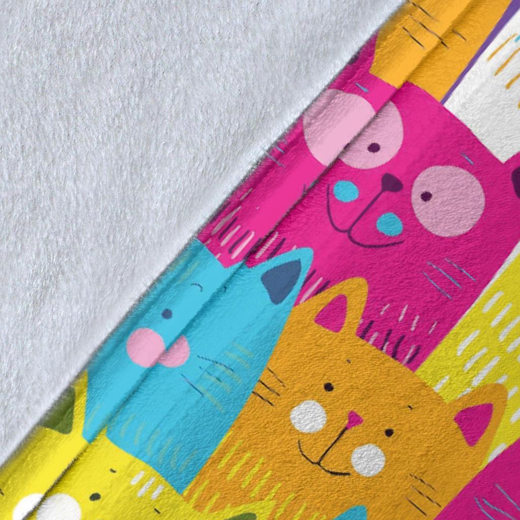 Colorful Kitten Cat Pattern Print Blanket-grizzshop
