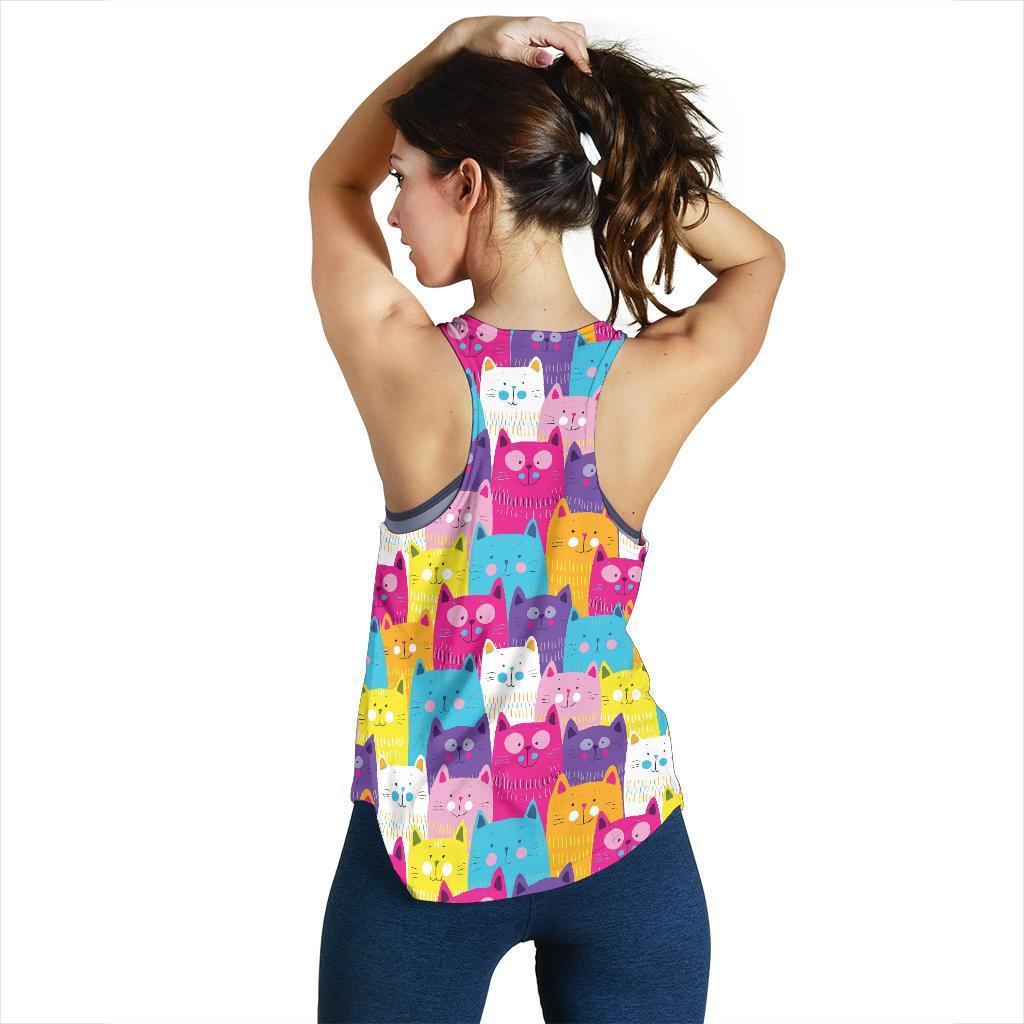 Colorful Kitten Cat Pattern Print Racerback Tank Tops-grizzshop