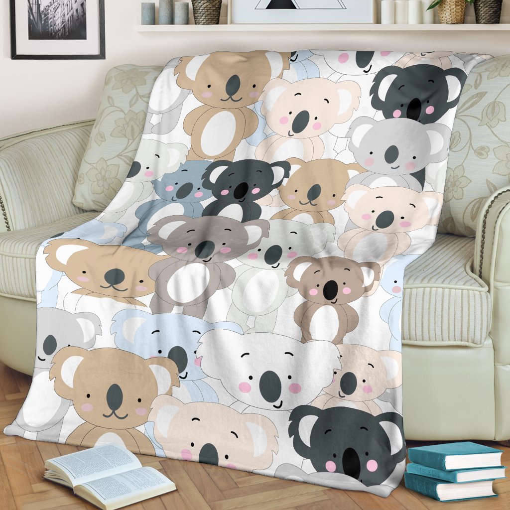 Colorful Koala Pattern Print Blanket-grizzshop