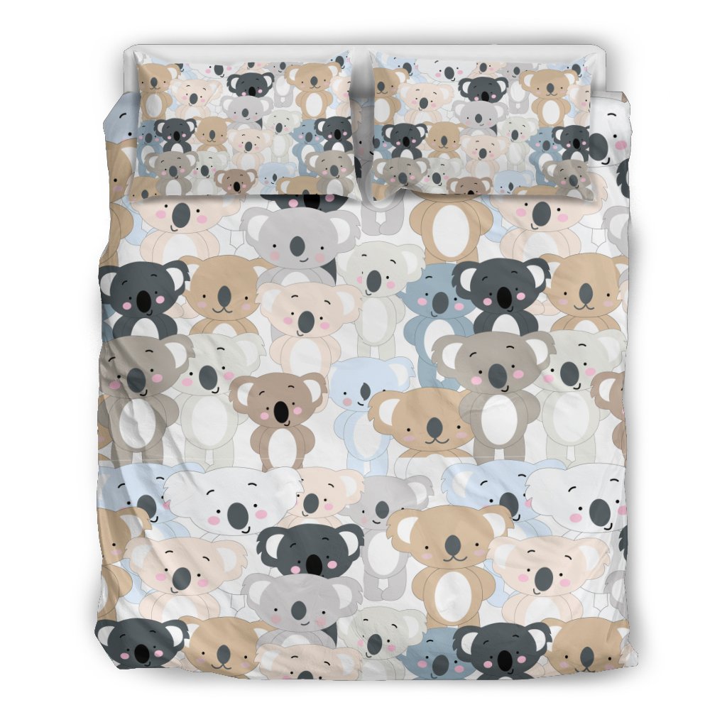Colorful Koala Pattern Print Duvet Cover Bedding Set-grizzshop