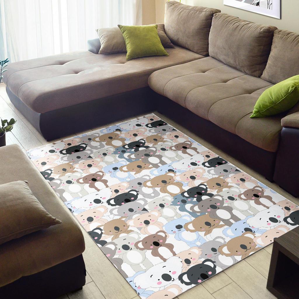 Colorful Koala Pattern Print Floor Mat-grizzshop