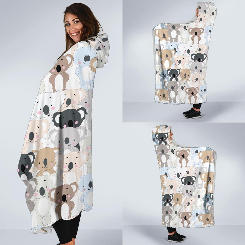 Colorful Koala Pattern Print Hooded Blanket-grizzshop