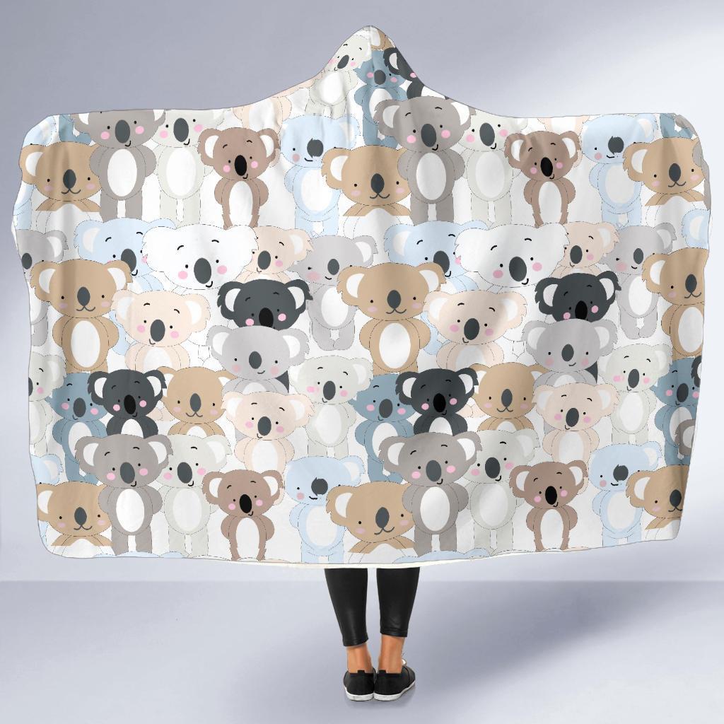 Colorful Koala Pattern Print Hooded Blanket-grizzshop
