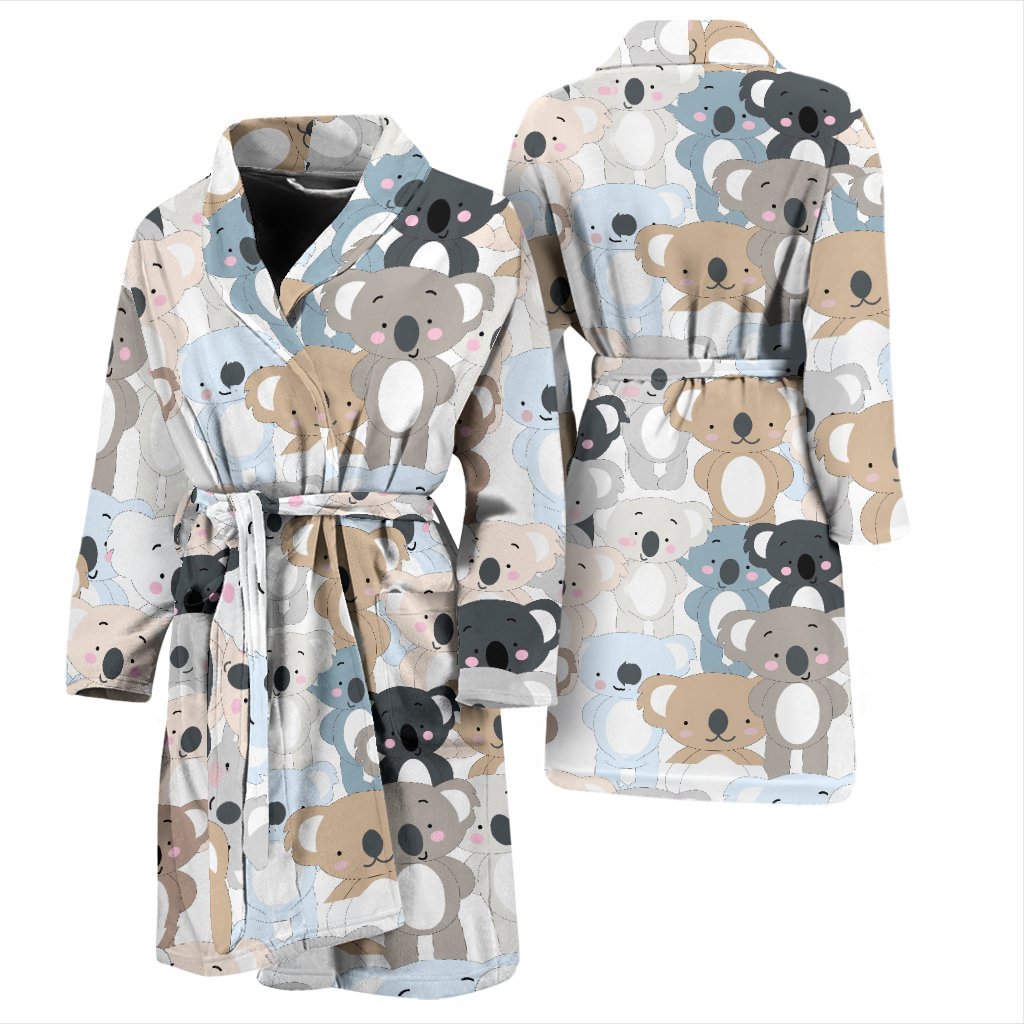 Colorful Koala Pattern Print Men Long Robe-grizzshop