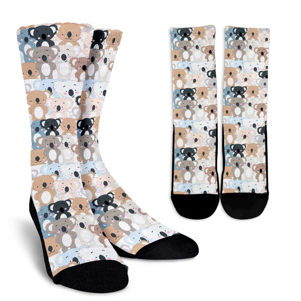 Colorful Koala Pattern Print Unisex Crew Socks-grizzshop