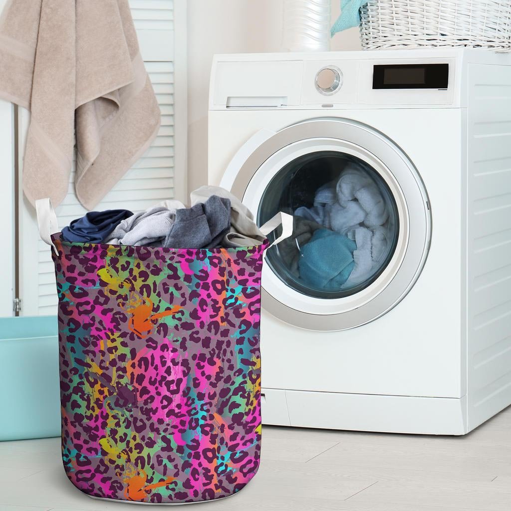 Colorful Leopard Laundry Basket-grizzshop