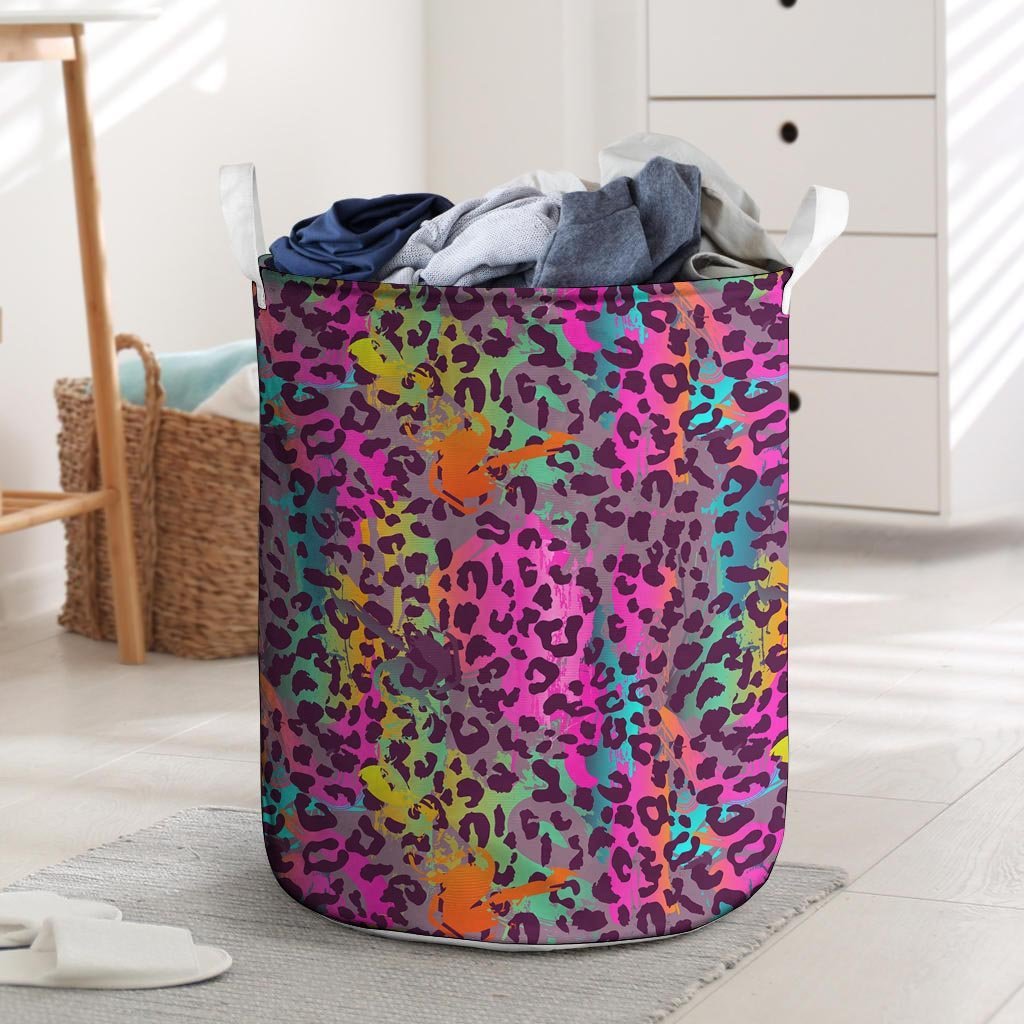 Colorful Leopard Laundry Basket-grizzshop